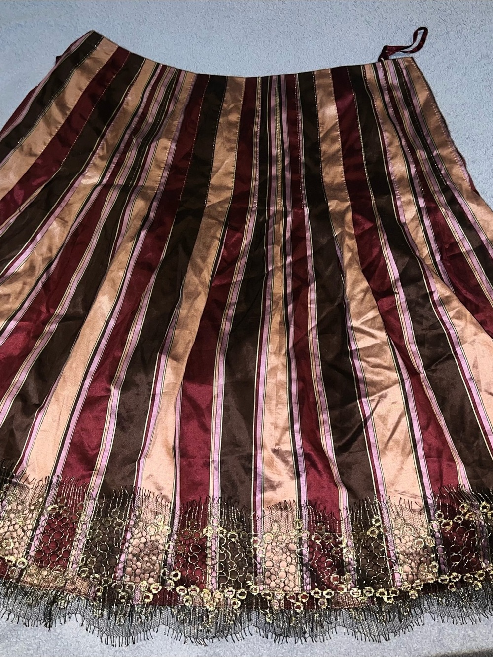 Kay Unger striped 100% silk skirt